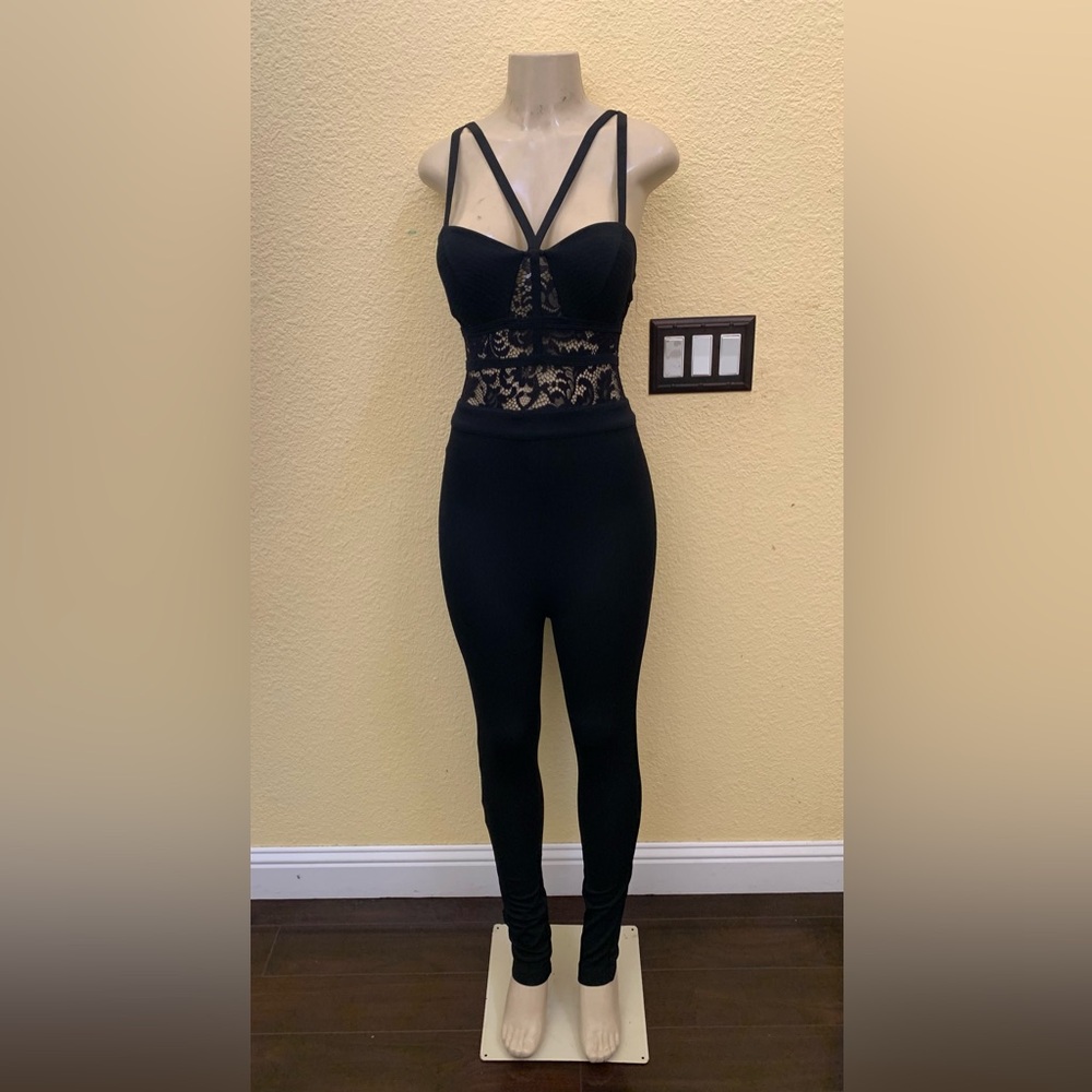 Bebe Size XS Black Strapy Jumpsuit